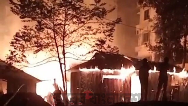 কালিয়াকৈরে গভীর রাতে কলোনি ও তুলার গোডাউনে ভয়াবহ আগুন