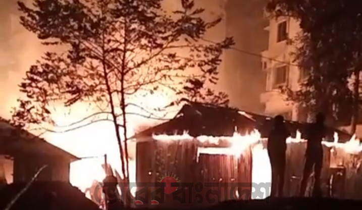 কালিয়াকৈরে গভীর রাতে কলোনি ও তুলার গোডাউনে ভয়াবহ আগুন