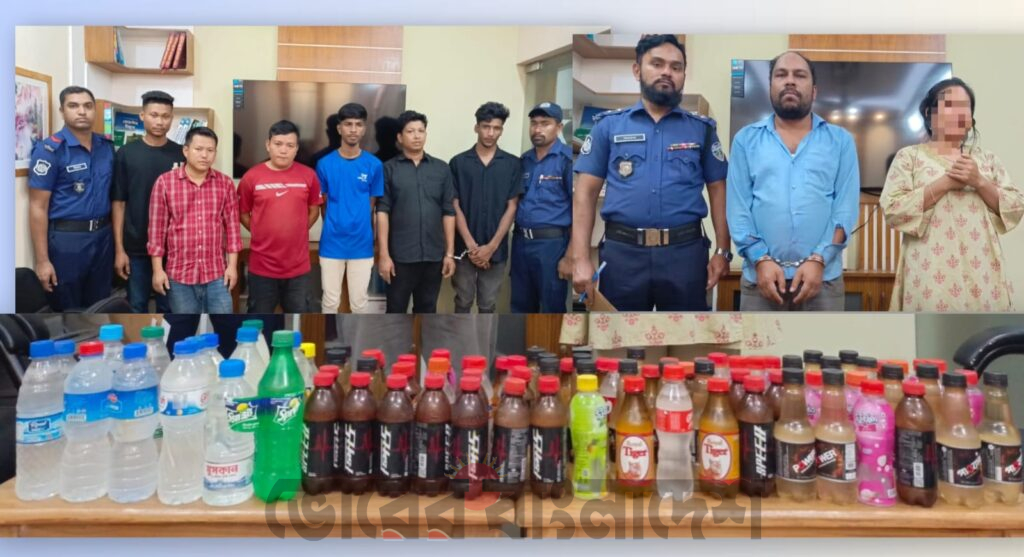রাঙ্গামাটি কোতোয়ালী থানার বিশেষ অভিযানে ২৫.৫০০ লিটার চোলাই মদ উদ্ধার, গ্রেফতার ৮