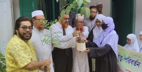 প্রকৃতি রক্ষায় একসাথে শিক্ষক-শিক্ষার্থীরা বৃক্ষরোপণে আল আমিন মাদ্রাসা