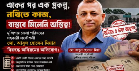 একের পর এক প্রকল্প ,নথিতে কাজ, বাস্তবে মিলেনি অস্তিত্ব! মুন্সিগঞ্জ জেলা পরিষদের প্রকল্পে অনিয়মের অভিযোগ?