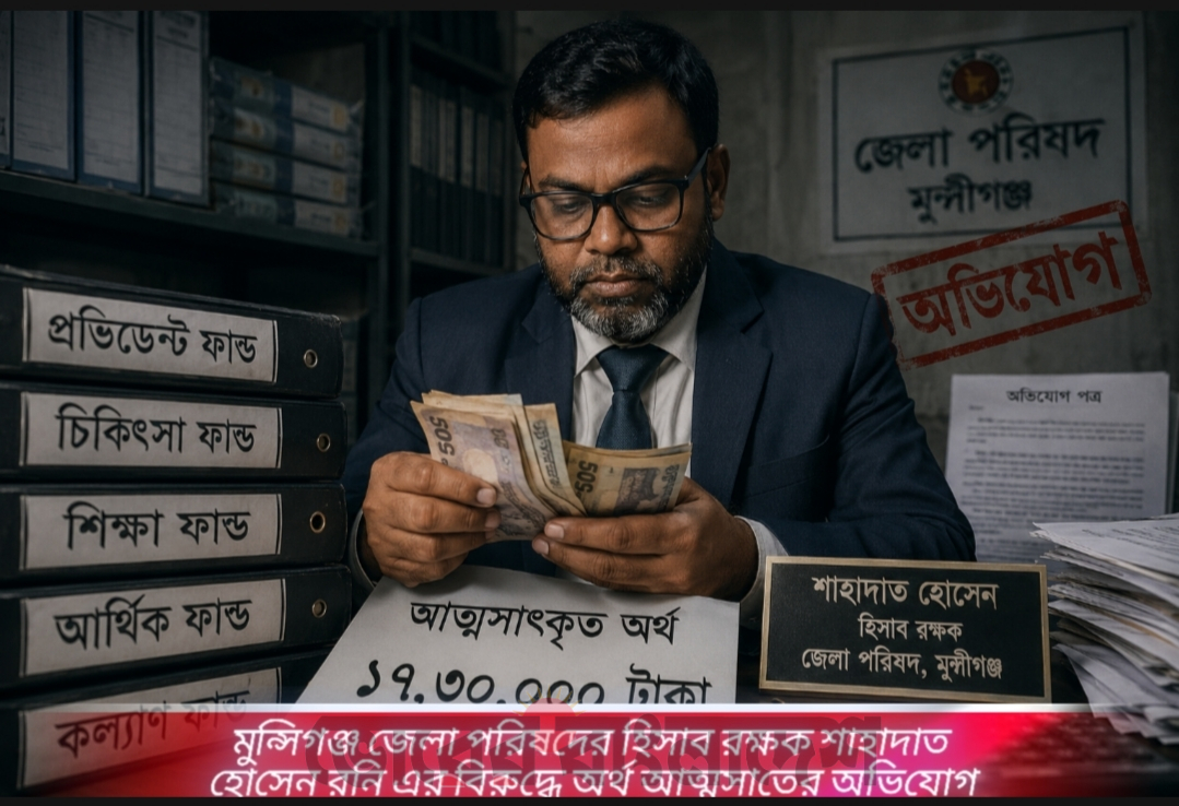 মুন্সিগঞ্জ জেলা পরিষদের হিসাব রক্ষক শাহাদাত  হোসেন রনি এর বিরুদ্ধে অর্থ আত্মসাতের অভিযোগ